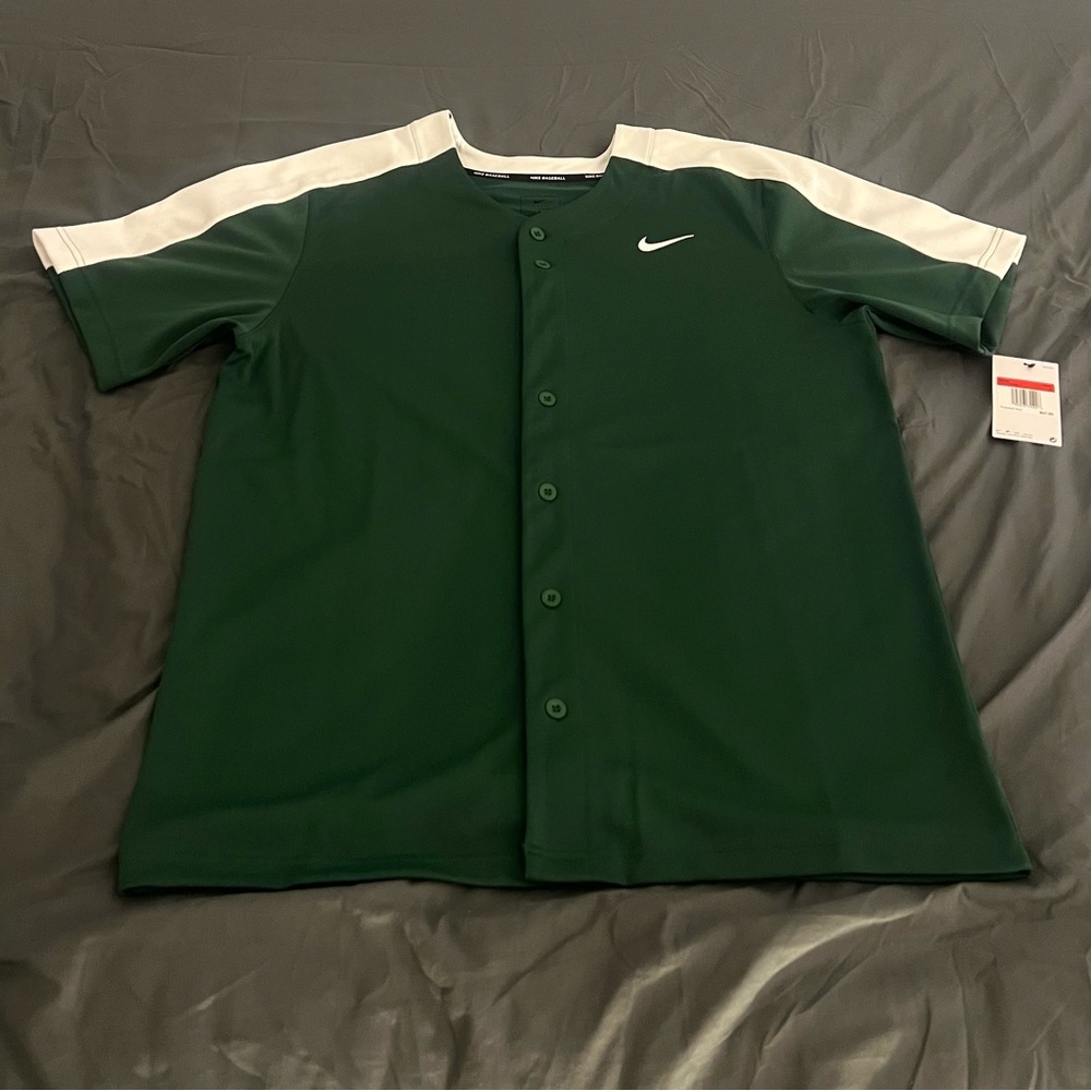 Nike Green button down baseball customizable jersey New